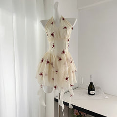 BXOXO - summer inspo Halter Backless Elegant Dress Sleeveless Ruched Mini Dress 2025 Summer Women Printed Dress Birthday Party Clubwear