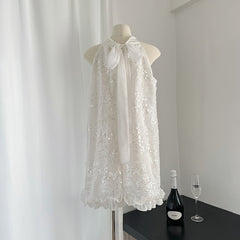 BXOXO - summer inspo Halter Off Shoulder Sequin Patchwork Dress Women Sleeveless Backless Loose Short Dresses 2025 Fashion Party