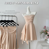 BXOXO - summer inspo Women Summer New Off Shoulder Strapless Mini Dress Chic Irregular Sexy Club Backless Ruffle Edge Short Dress