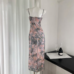 BXOXO - summer inspo 2025 Summer New Floral Suspender Dress Woman Casual French Elegant Party Dress Fashion Vintage Sleeveless Dress Chic Design
