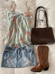 Bxoxo Women's sleeveless suspender tops 2000s casual Harajuku aesthetic streetwear vintage flower pattern versatile Y2K Slim tops emo