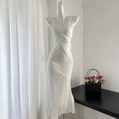 BXOXO - summer inspo Women Sexy V-Neck Ruffles Floral Print Suspender Dresses 2025 Summer High Waist Hotsweet Beach Mermaid Dress Vestido