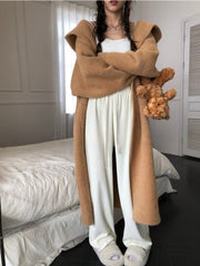 BXOXO Casual Korean Style Women Pants Baggy Elegant Pink High Waist Pleated Trousers Harajuku Cute Autumn Wide Home Pants Warm