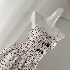 BXOXO - summer inspo Retro Floral Dresses Women Summer New Korean Style Fashion Casual Suspender Dress Sexy Sweet Princess Party Mini Dress