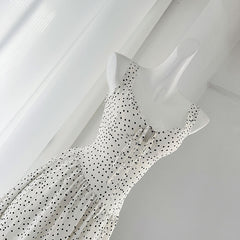BXOXO - summer inspo French Polka Dot Suspender Dress Summer New Women Sweet Sleeveless Dress Beach Style Holiday Long Skirt