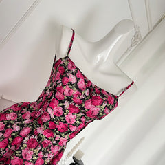 BXOXO - summer inspo Vintage Floral Print Dresses For Women Elegant Retro Sleeveless Suspender Dress Beach Style Party A-Line Dress