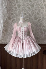 BXOXO - Striped Chiffon Long Sleeves Bowknot Sweet Princess Lolita Cardigan Blouse 5 Colors