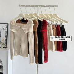 BXOXO - summer inspo Autumn New Elegant Set Skirt Women's Slim Temperament Long Sleeve Knitted Top Pleated Skirt Two Piece Set