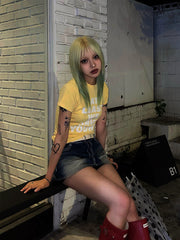 Bxoxo Streetwear Hip Hop Fashion Rock Y2K Slim Harajuku vintage women's Crop Tops Hot Girls Punk Style Letter Print Baby short sleeves