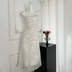 BXOXO - summer inspo Elegant Dresses for Women Solid Color Summer New Holiday Style Halter Sleeveless A-line French Evening Dress Party Prom Robe