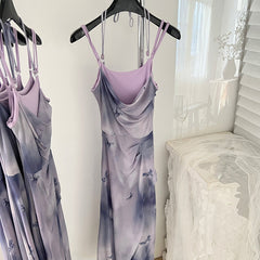 BXOXO - summer inspo 2025 Summer Butterfly Print Strap Dress Women Elegant Sleeveless Evening Party Midi Dresses Korean Off Shoulder Dress