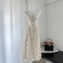 BXOXO - summer inspo Gentle Style Sleeveless Floral Dress Casual Fashion Slim Fit Sexy Backless Vacation Women Versatile Suspender Printing Dress