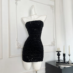 BXOXO - summer inspo Sexy Spicy Girl Sequin Decoration Dress Women Temperament Party Slim Fit Dress Elegant Evening Dresses