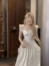 BXOXO DATY Women's Sweet Ruffle Sleeveless Square Neck Long Dress - Flowing A-Line Silhouette, Lightweight Polyester, Perfect for Spring/Summer/Fall, Casual Elegance