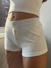 BXOXO - summer inspo Basic Button Up Low Waist Slim Summer Shorts Women