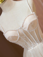 BXOXO Cute Tulle Light Champagne Short Prom Dress, Lace Homecoming Dress