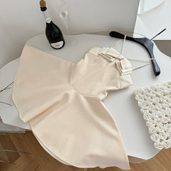 BXOXO - summer inspo Elegant Temperament Suspender Dress Sexy Bow Off Shoulder Mini Dresses Summer New Sleeveless Party Short Dress