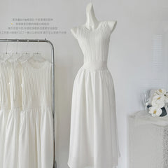 BXOXO - summer inspo French Elegant Vest Dress Women's Summer Fashion 2025 New Sleeveless Long Skirt Casual Holiday Style Dress