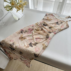 BXOXO - summer inspo 2025 Summer Sexy Dress Women Sleeveless Floral Print Backless Slim Suspender Dress Fashion Streetwear Elegant Party Long Dresses