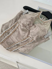 BXOXO Summer French Sexy Seductive Hot Girl 2 Piece Set Women Lace Slim Halter Top+Sequins Mini Bag Hip Skirts Nightclub Fashion Suit