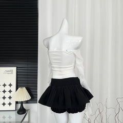 BXOXO - summer inspo Women's Sexy chic butterfly design Fashion Shirt Fall Black Off-the-shoulder Lace Party Blouse Chic Y2K Elegant Short Blous