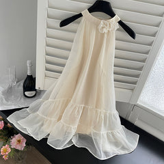 BXOXO - summer inspo Fashion Sweet Dress for Women Gentle Style Sleeveless Loose Halter Dress Summer 2025 New Holiday Beach Dress