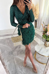 BXOXO - Spinning on The Dance Floor Sequin Patchwork Tiered Fringe Mini Dress