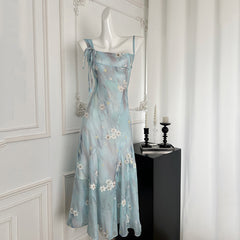 BXOXO - summer inspo Women Sweet Floral Long Dress Summer Elegant Sleeveless Suspender Dress French Temperament Backless Dress