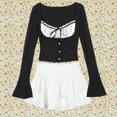 BXOXO Punk T shirt Long sleeves Sexy Suit Aesthetic Casual Sweet Girl Crop Top Gothic Korea Slim 2000s Graphic T Shirts Women Clothes