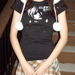 Bxoxo Gothic vintage Punk Aesthetic women's Crop Top Chic Geometric Pattern Print Streetwear Emo Girls Harajuku Y2K Grunge Hip Hop Top