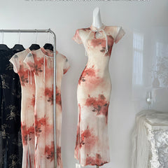 BXOXO - summer inspo Fashion Improved Cheongsams Sexy Embroider Qipao Split Hollow Out Vestidos Hem Chinese Style Dresses Women Summer New Dress