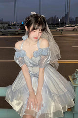 BXOXO - Gradient Gorgeous Bowknot Strawberry Princess Hanayome Short Sweet Lolita Jsk Dress 4 Colors