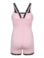 BXOXO - summer inspo Contrast Lace Patchwork Square Collar Skinny Sexy Straps Rompers Womens Playsuits Sweet Cute Y2K Clothing