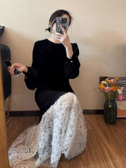 BXOXO party look inspos Black Long Sleeve Midi Dress 2025 Women Autumn French Elegant Slim Y2K Vestidos Largos Fashion Female Evening Party Dresses New