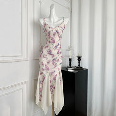 BXOXO - summer inspo French Gentle Style Fishtail Skirt Summer New Sexy Floral Suspender Dress Fashion Casual Versatile Long Dress