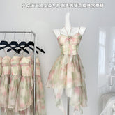 BXOXO - summer inspo Vintage Irregular Ruffles Sling Dress Women 2025 Summer New Holiday Style Sexy Off-shoulder Slim Sleeveless Dress