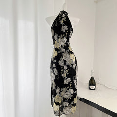 BXOXO - summer inspo New Chinese Style Dresses Sexy Sleeveless Cheongsam Women Elegant Cheongsam Print Flower Improved Dress Qipao Fashion Party
