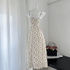 BXOXO - summer inspo Gentle Style Sleeveless Floral Dress Casual Fashion Slim Fit Sexy Backless Vacation Women Versatile Suspender Printing Dress