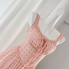BXOXO - summer inspo Gentle Style Suspender Dress Women Summer Fashion Polka Dot Sweet Dress Sleeveless Long Skirt 2025 New