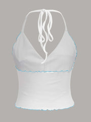 BXOXO Harajuku Sexy Bow Y2k Crop Top Summer White Camis Sling Backless Coquette Tank Top Kawaii Camis Women Clothing Corset tops