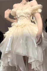 BXOXO - Ivory Bowknot Irregular Gothic Princess Lolita Jsk Dress