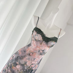 BXOXO - summer inspo 2025 Summer New Floral Suspender Dress Woman Casual French Elegant Party Dress Fashion Vintage Sleeveless Dress Chic Design