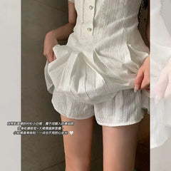 BXOXO Summer Short Dresses Vintage Women Clothes 90s High waist Sexy Harajuku White Party Dress 90s Sweet Girl Gothic Mini Dress
