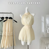 BXOXO - summer inspo Fashion Gentle Style Sleeveless Dress For Women Sexy Halter Neck Waist-fitted Short Dress Summer New