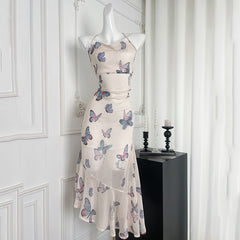 BXOXO - summer inspo Butterfly Suspended Dress For Women's Spring/Summer New Sweet Halter Dress Fashion Versatile Dresses