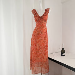 BXOXO - summer inspo Holiday Seaside Beach Backless Dress For Women 2025 Summer V-neck Sleeveless Floral Long Dresses