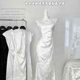 BXOXO - summer inspo New Chinese Style Tassel Cheongsam Women 2025 Vintage Dresses Fashion Temperament Evening Qipao Long Dress Party Vestidos