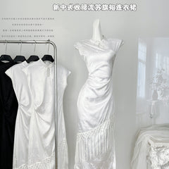 BXOXO - summer inspo New Chinese Style Tassel Cheongsam Women 2025 Vintage Dresses Fashion Temperament Evening Qipao Long Dress Party Vestidos