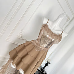 BXOXO - summer inspo Chic Design Sequins Lace Stitching Banquet Evening Dress 2025 Summer New Fashionable Temperament Party Sling Dresses