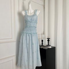 BXOXO - summer inspo Vintage Chic Suspender Dress Women Summer 2025 New High Waist Slim French Long Dresses Female Fashion Party Vestidos